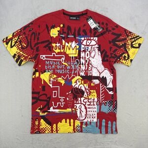 Contender Shirt Mens Graphic‎ T-Shirt Red Graffiti All Over Print Streetwear 2XL